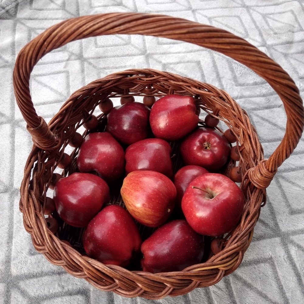 Wicker Basket With Wooden Beads